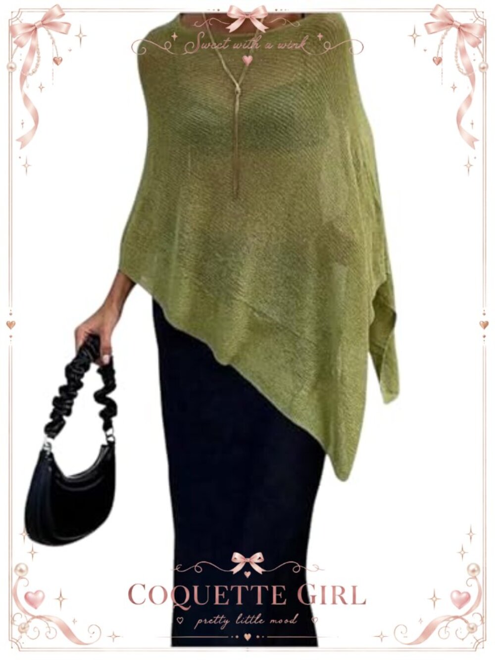Sheer Knit Poncho Shawl Top Asymmetrical Flowy Bat Wing Sweater Cape